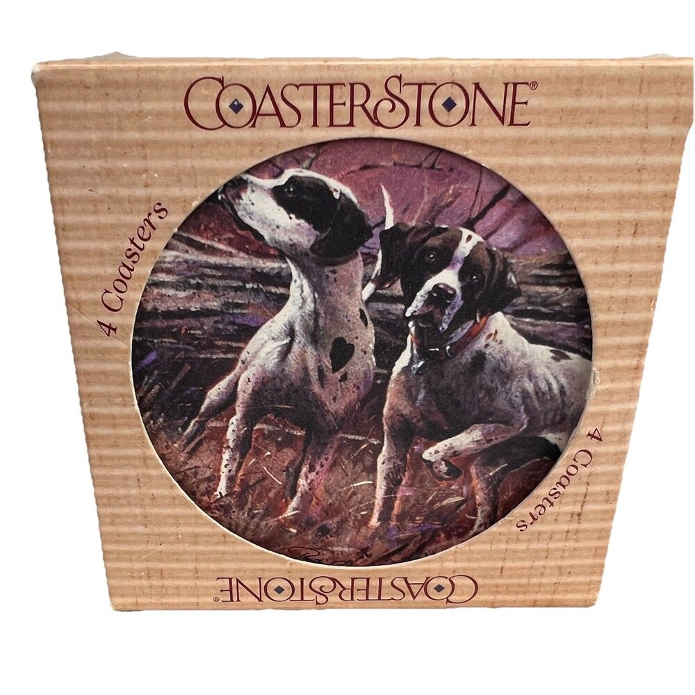 Coasterstone Sandstone 3 pc. Coaster Set OF Pointer Dog Made In U.S.A.